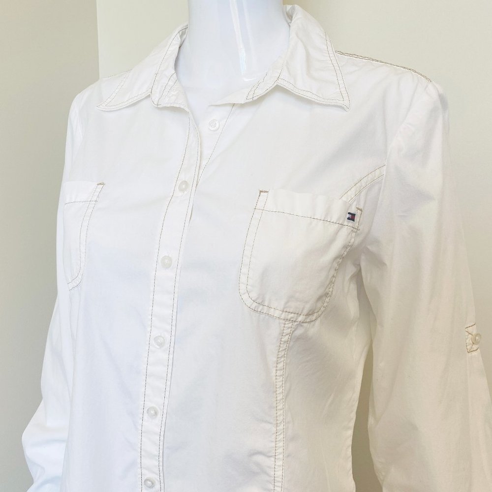 Women's Tommy Hilfiger White Long Sleeve Button Down Shirt Size L